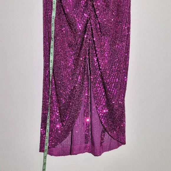 Belle Badgley Mischka Women's Dress Size 10 Sequin Dress Evening Pink Fucsia (47 - Picture 7 of 10